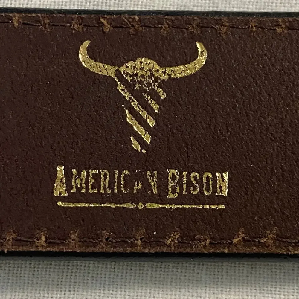 New Western American Bison Leather Belt 30-32 India Embroidered Cowboy Native